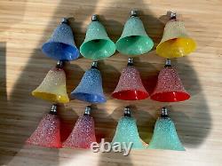 12 Vintage GE General Electric C-7 Frosted Ice Bells Christmas Lights TESTED