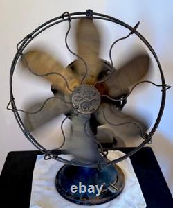 1901 GE Six Blade Fan Antique. Works. 18 High 13 Cage