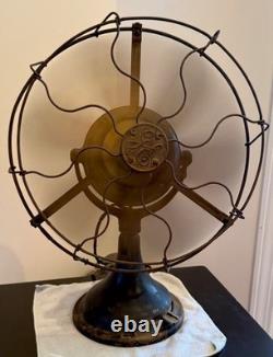 1901 GE Six Blade Fan Antique. Works. 18 High 13 Cage