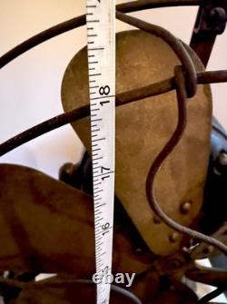 1901 GE Six Blade Fan Antique. Works. 18 High 13 Cage
