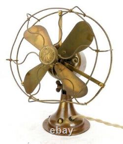 1919 General Electric GE All Brass Electric Antique 8 Desk Fan Blade Cage