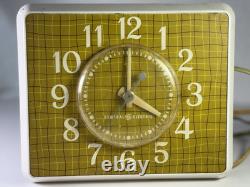 1950s MCM General Electric Yellow Plaid Electric Clock Tested Works VTG Original