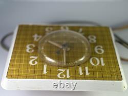 1950s MCM General Electric Yellow Plaid Electric Clock Tested Works VTG Original