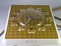 1950s MCM General Electric Yellow Plaid Electric Clock Tested Works VTG Original