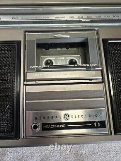1980's Vintage General Electric Boombox with Cassette 3-5253A -WORKS! New Belt! GE