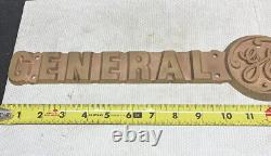 24 GE General Electric Cast Brass/Bronz Metal Advertising Sign Emblem Vintage