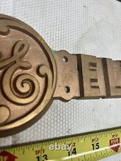 24 GE General Electric Cast Brass/Bronz Metal Advertising Sign Emblem Vintage