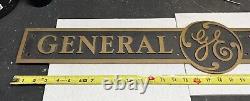 36 Vintage GENERAL ELECTRIC GE Cast Brass/bronz Advertising SIGN Logo