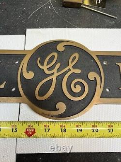 36 Vintage GENERAL ELECTRIC GE Cast Brass/bronz Advertising SIGN Logo