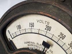 ANTIQUE General Electric Industrial Volt Meter Gauge Steam Punk Vintage GE
