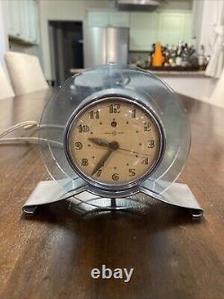 ART DECO DESK CLOCK BLUE RAPTURE 1941, GE, General Electric 3H160, WORKS