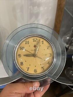 ART DECO DESK CLOCK BLUE RAPTURE 1941, GE, General Electric 3H160, WORKS