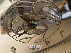 ART DECO GENERAL ELECTRIC Ge Rose GLASS CLOCK RAINBAULT DESIGN 17x7.25 Vtg 6h02