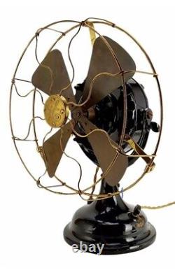 Antique 1905 12 Trunnion Mount GE Pancake Desk Fan Brass Blade