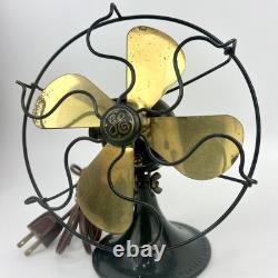 Antique 1920s General Electric Brass 4 Blade Fan Small Personal 6 WORKS GE