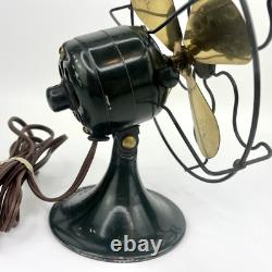 Antique 1920s General Electric Brass 4 Blade Fan Small Personal 6 WORKS GE