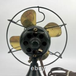 Antique 1920s General Electric Brass 4 Blade Fan Small Personal 6 WORKS GE