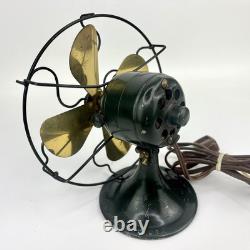 Antique 1920s General Electric Brass 4 Blade Fan Small Personal 6 WORKS GE