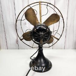 Antique GE 16 Brass 4 Blade 3 Speed Metal Fan USA General Electric Co VTG