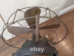 Antique GE General Electric Brass Blade Fan & Cage 12 Blades 1901 UNTESTED
