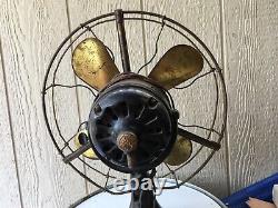 Antique GE General Electric Fan 4 Brass Blades Vintage 995072 Working