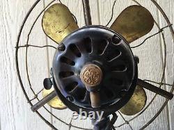 Antique GE General Electric Fan 4 Brass Blades Vintage 995072 Working