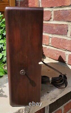 Antique GE General Electric Telechron Wall Clock Mohogany Frame Glass Face