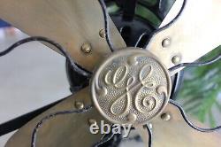 Antique GENERAL ELECTRIC Brass Blade Oscillating 13 Fan Type AOU EX. COND