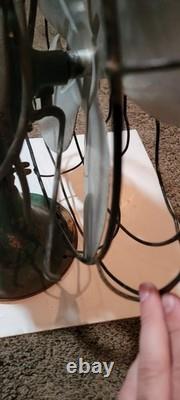 Antique GENERAL ELECTRIC Oscillating 16 Blade Fan Type AOU GE Fan 3 Speed READ