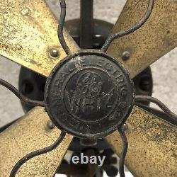 Antique Ge General Electric Whiz Stationary Electric Fan Brass Blades