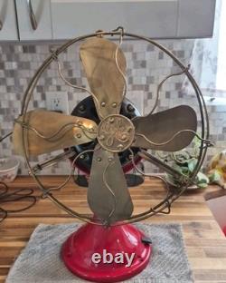 Antique General Electric 12 GE Brass Blade Desk Fan