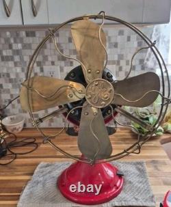 Antique General Electric 12 GE Brass Blade Desk Fan