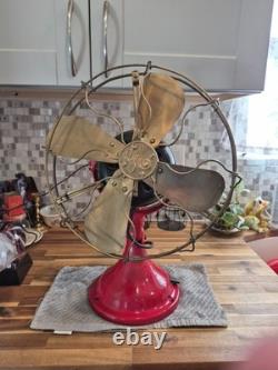Antique General Electric 12 GE Brass Blade Desk Fan