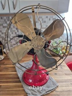 Antique General Electric 12 GE Brass Blade Desk Fan