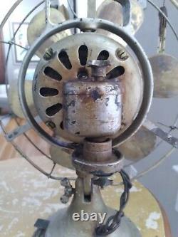 Antique General Electric 12 Star Oscillating Fan 6 Brass Blades and Guard 78777