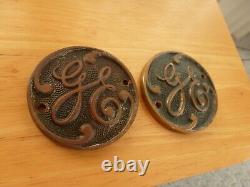 Antique General Electric Brass Badge GE Emblem industrial Fan plaque