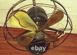Antique General Electric Fan GE Whiz Vintage 9 Brass Blade Works Unrestored FPR
