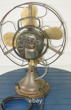 Antique General Electric GE 12 Oscillating Brass Blade Desk Fan AOU AD1 Working