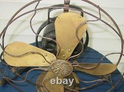 Antique General Electric GE 12 Oscillating Brass Blade Desk Fan AOU AD1 Working