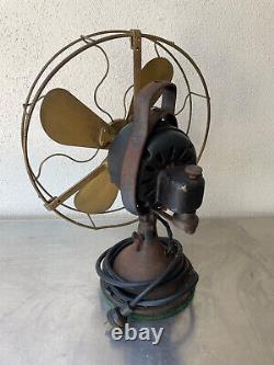 Antique General Electric GE 13 Brass Blade Oscillating Fan NP16652 AOU AD1