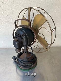 Antique General Electric GE 13 Brass Blade Oscillating Fan NP16652 AOU AD1