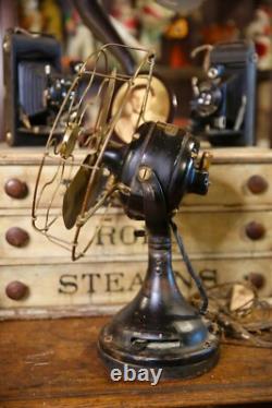 Antique General Electric GE Brass Blade Fan Industrial Brass Cage 12 Vintage