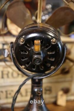 Antique General Electric GE Brass Blade Fan Industrial Brass Cage 12 Vintage