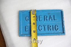 Antique General Electric GE Emblem industrial Fan plaque sign Cast Metal Vintage