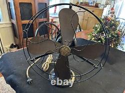 Antique General Electric Model 75425 Brass Blade Desk Fan Excellent Condition