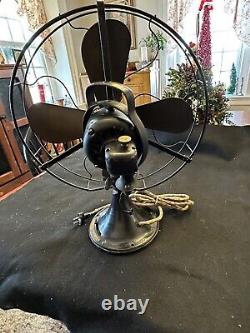 Antique General Electric Model 75425 Brass Blade Desk Fan Excellent Condition