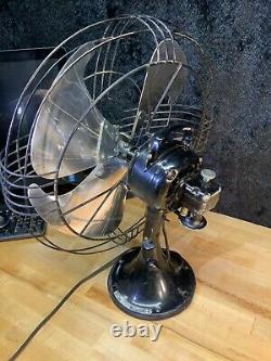 Antique General Electric Vortalex Oscillating Metal Fan Art Deco WORKS USA 1930s