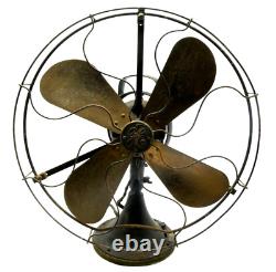 Antique Old General Electric GE Type AOU 4 Brass Blade Oscillating Desk Fan 16