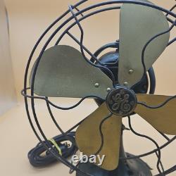 Antique Vintage GE General Electric 4 Brass Blade Oscillating Desk Fan Cast Iron