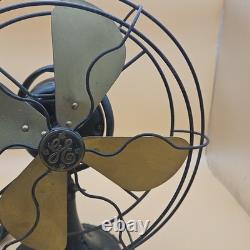 Antique Vintage GE General Electric 4 Brass Blade Oscillating Desk Fan Cast Iron